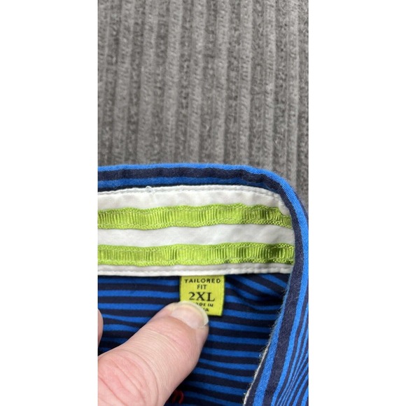 Robert Graham Tailored Fit Men Shirt Size 2XL Blue Striped Cotton Long Sleeve. - Picture 4 of 10